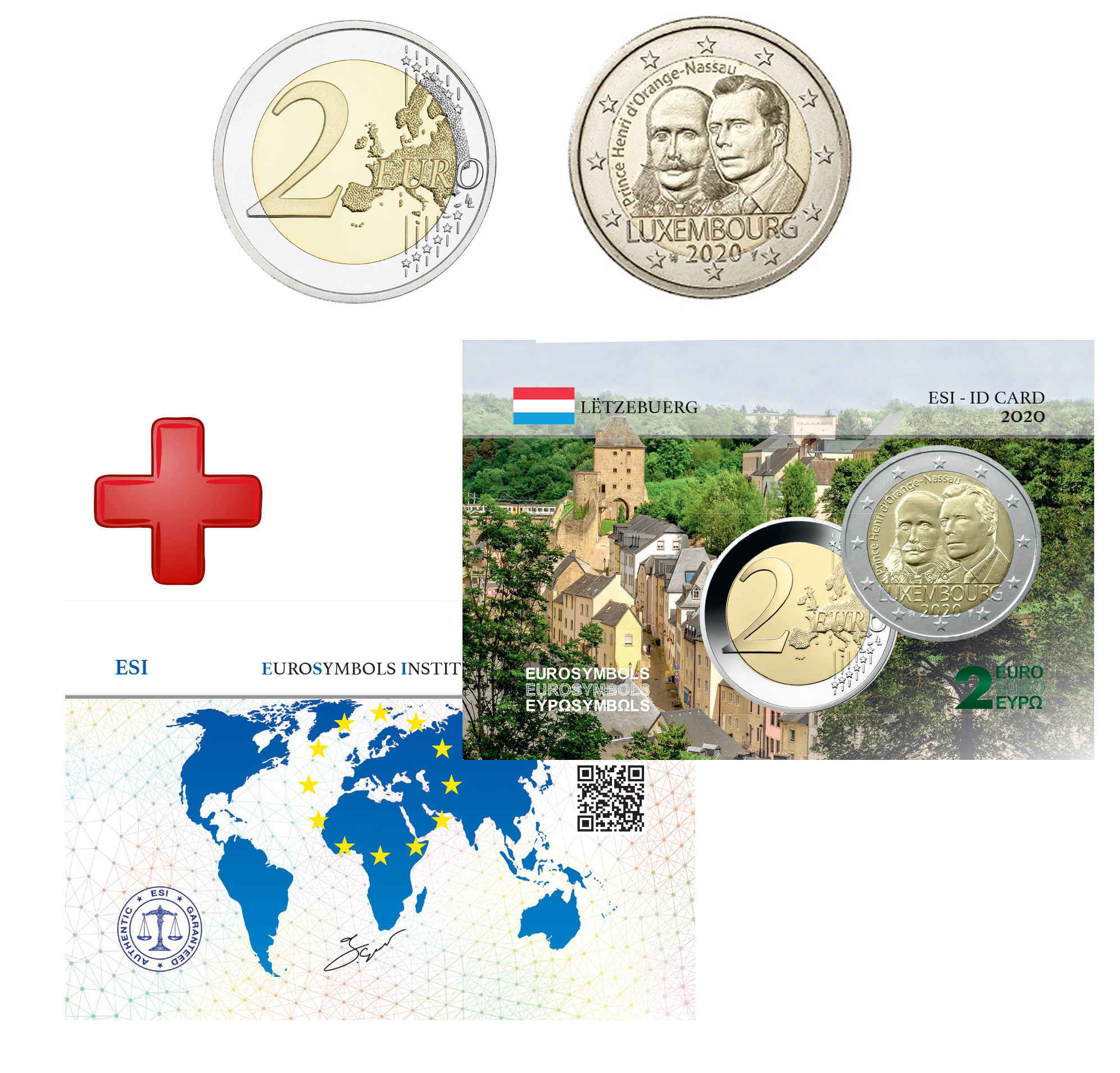 Collection complète Luxembourg 2020- Henri - pièce+carte commémorative (101582)