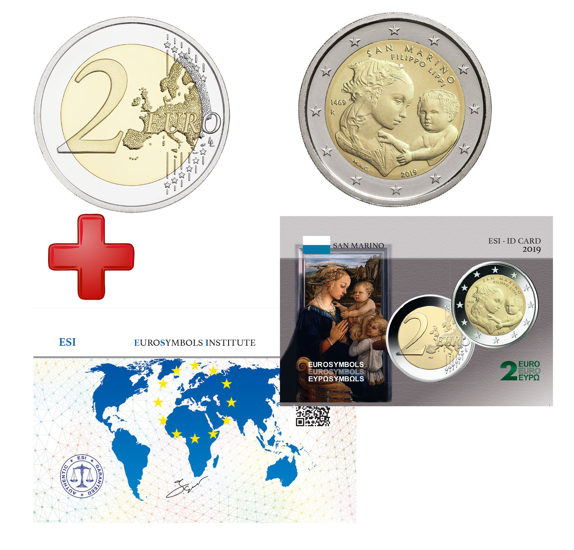 Collection Complète Saint Marin 2019 - LIPPI - pièce+carte commémorative(102211)