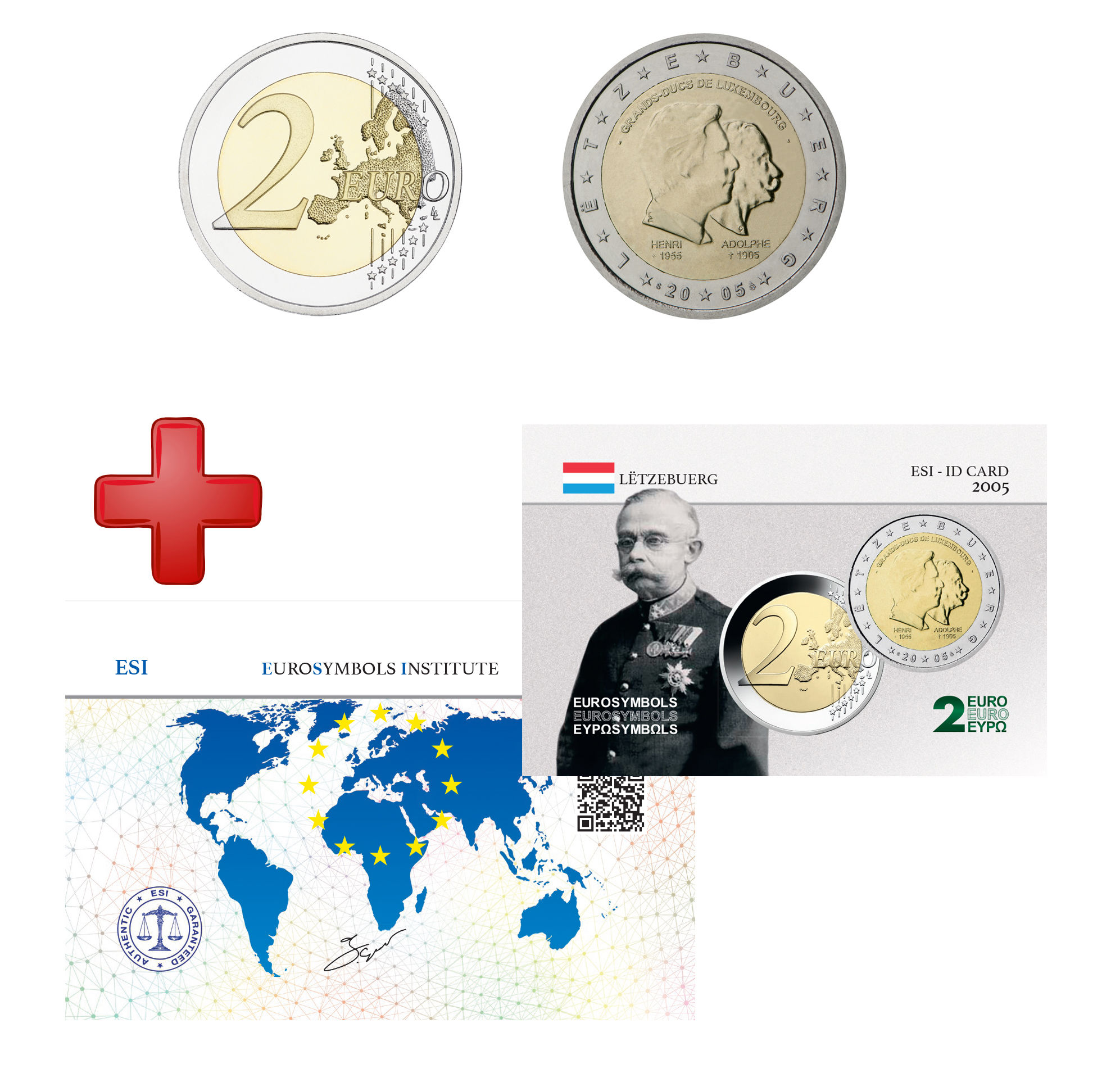 Collection complète Luxembourg 2005 - pièce + carte commémorative (101199)