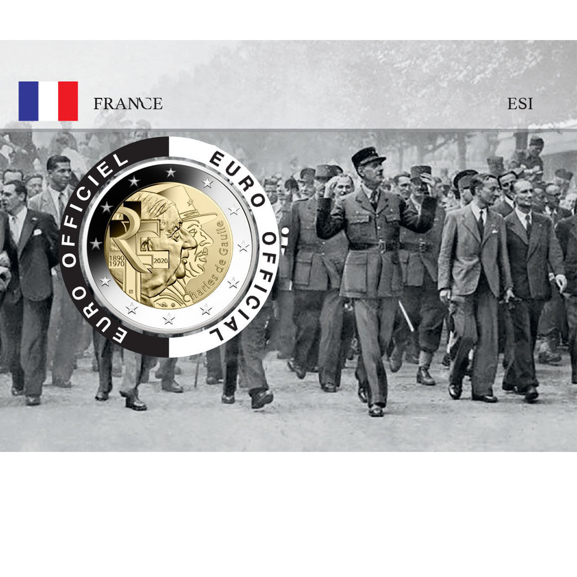 Coincard France 2020 - Série Charles DeGaulle avec la pièce de 2€ (27521)