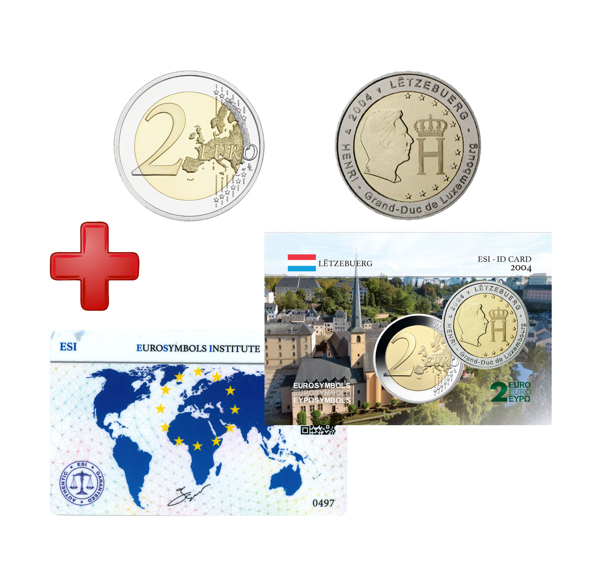 Collection Complète-Luxembourg 2004-Pièce + carte commémorative (100927)