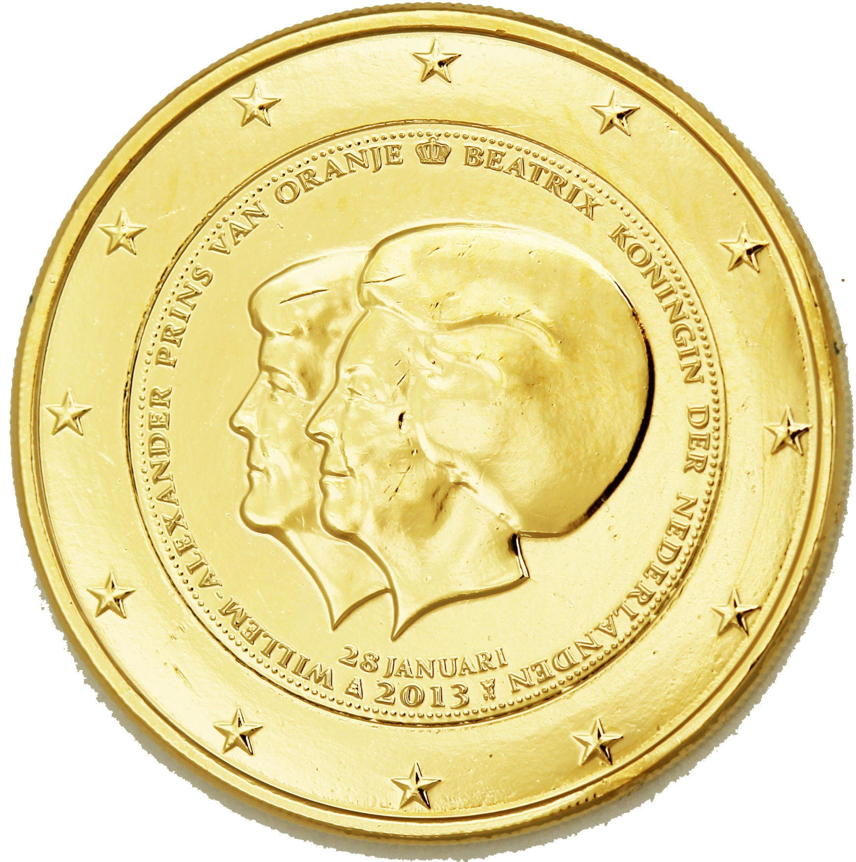 Pays Bas 2013 Béatrix - Pièce de 2€ dorée à l'or fin 24 carats (323119)