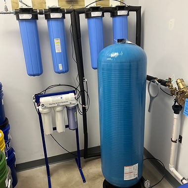 A commercial reverse osmosis de-ionized water system with a 40 gallon water storage tank for a science lab in Durham