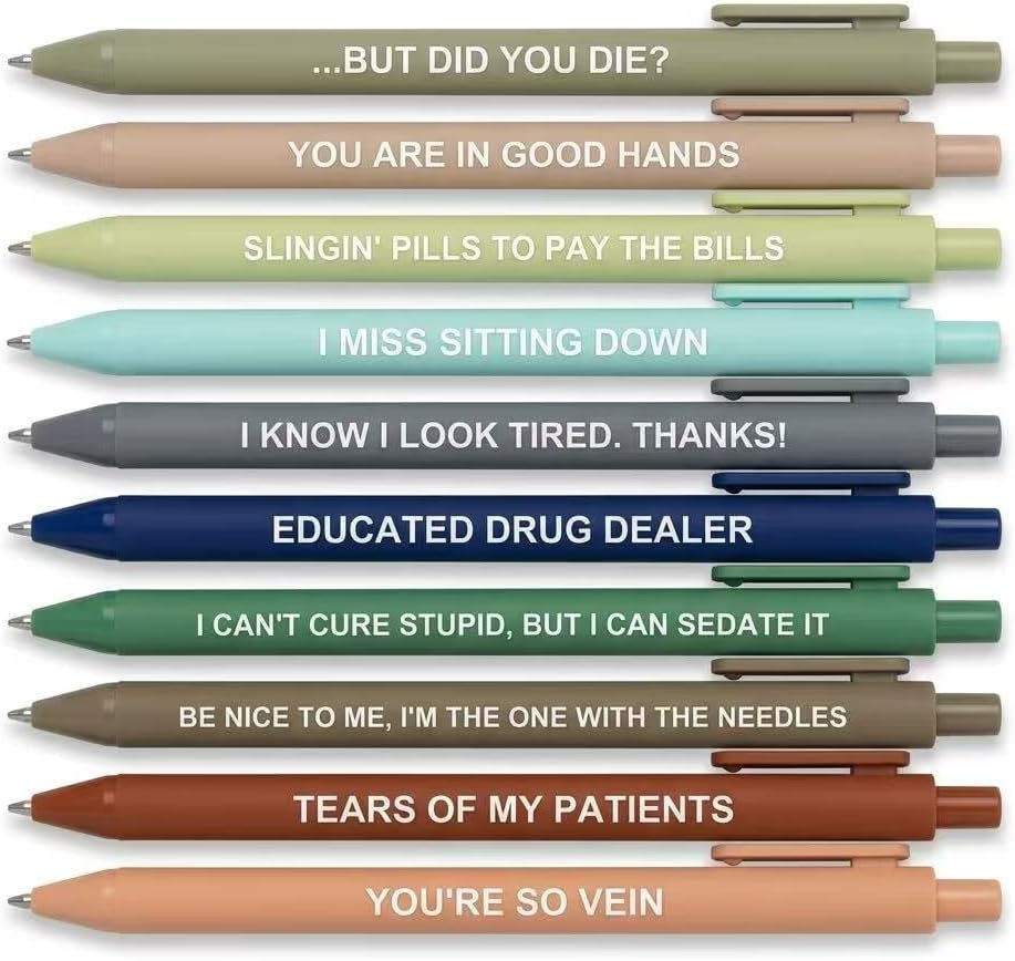 10 pack of funny nurse pens with medical quotes