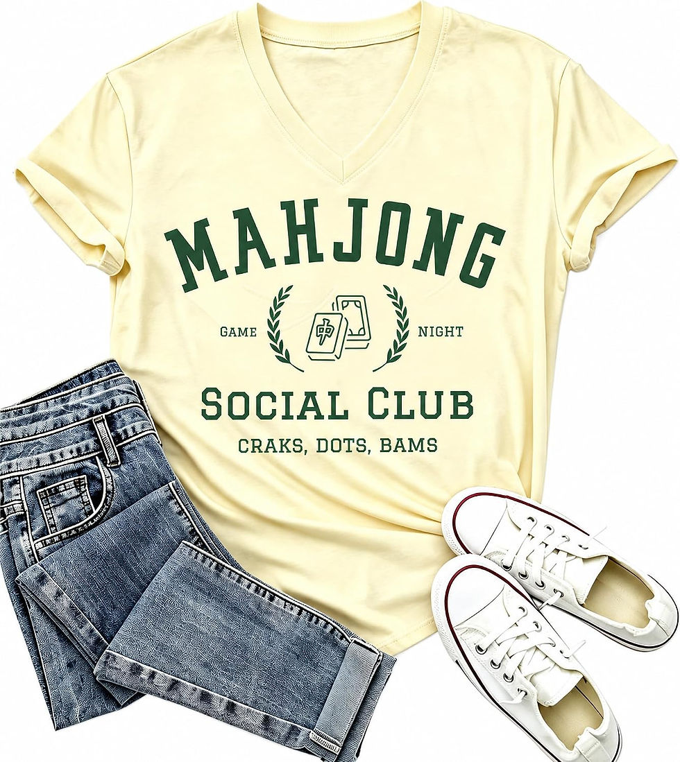 Mahjong game night retro graphic T-shirt