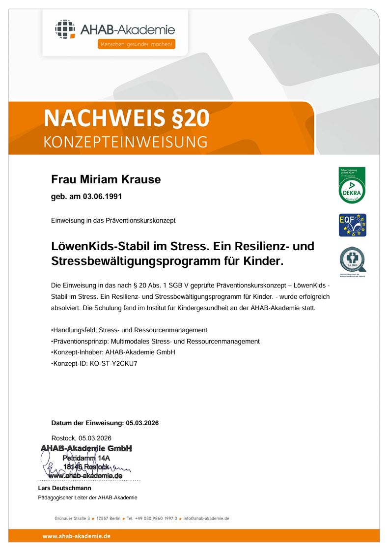 Resilienztrainer für Kinder-Krause - Zertifikat Seite 3