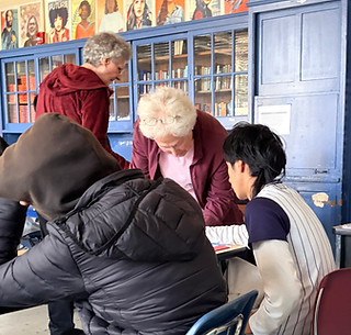 Charlotte and Sharon working with students