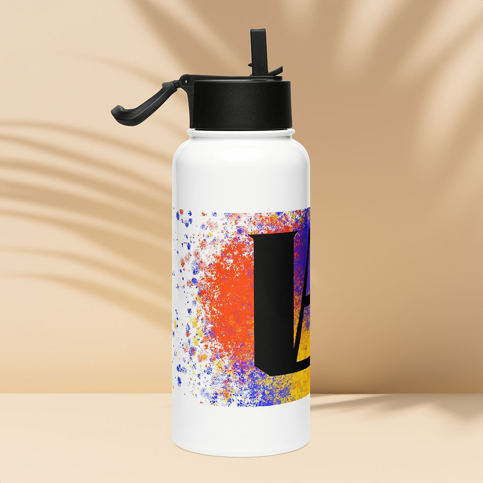 Thumbnail: UA- Spray print background - Stainless steel water bottle with a straw lid