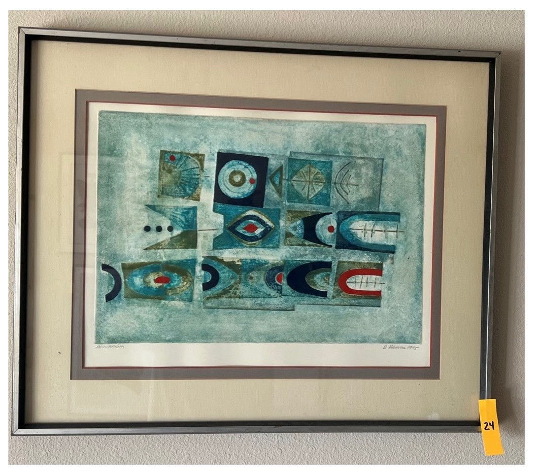 Vintage abstract mixed media painting