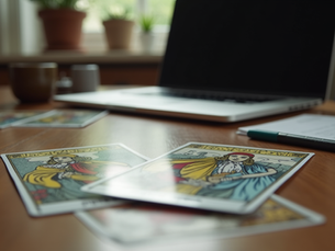 Curso de tarô para iniciantes com cartas abertas em uma tiragem