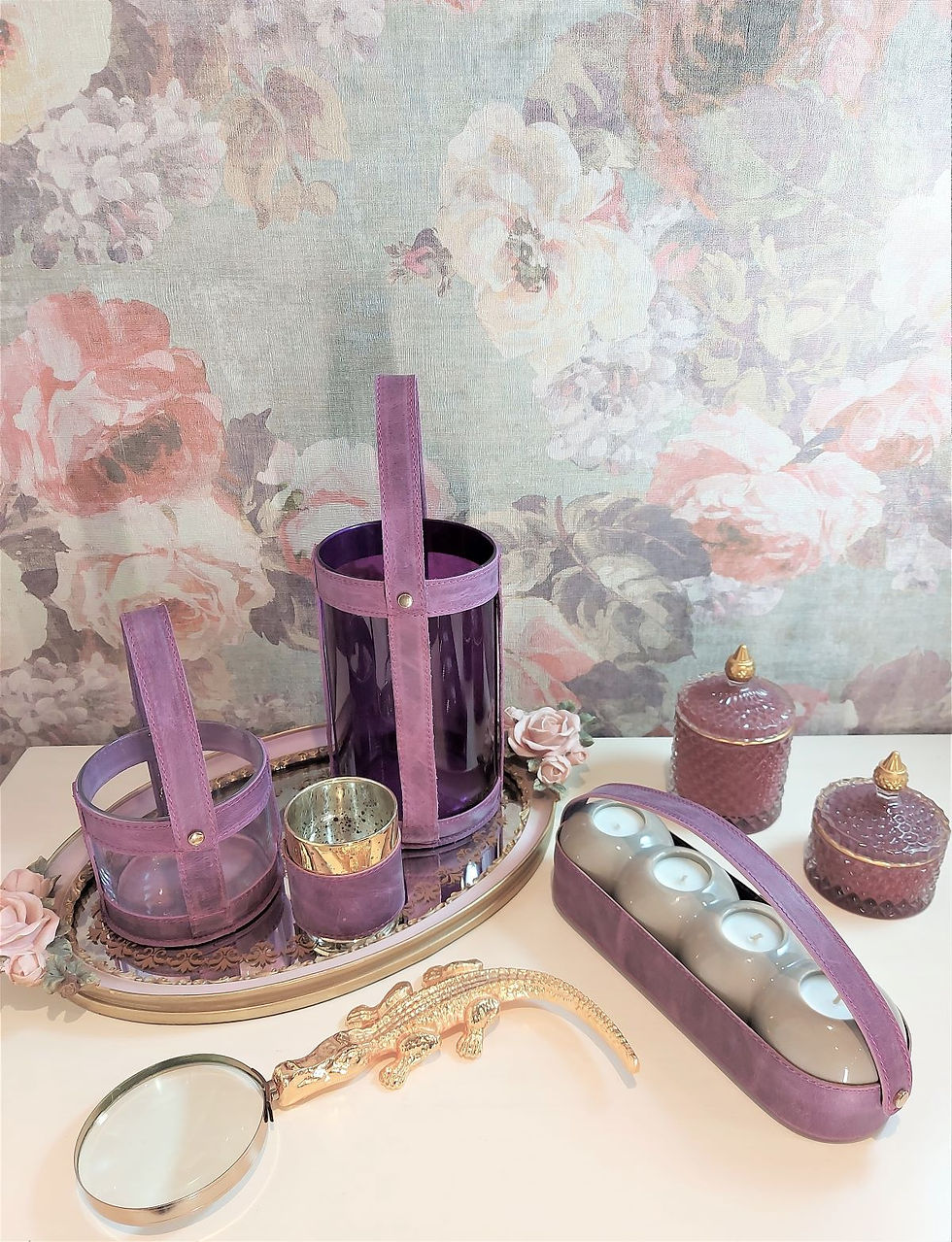 Thumbnail: BOUGIER Leather Bag with handle Porcelain Candle Holder