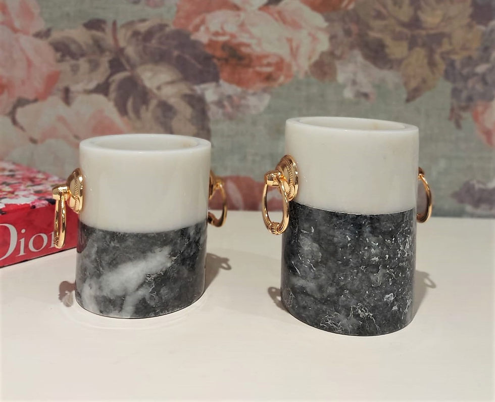 Küçük resim: Silindir Mermer Saksı MumFener 2'li