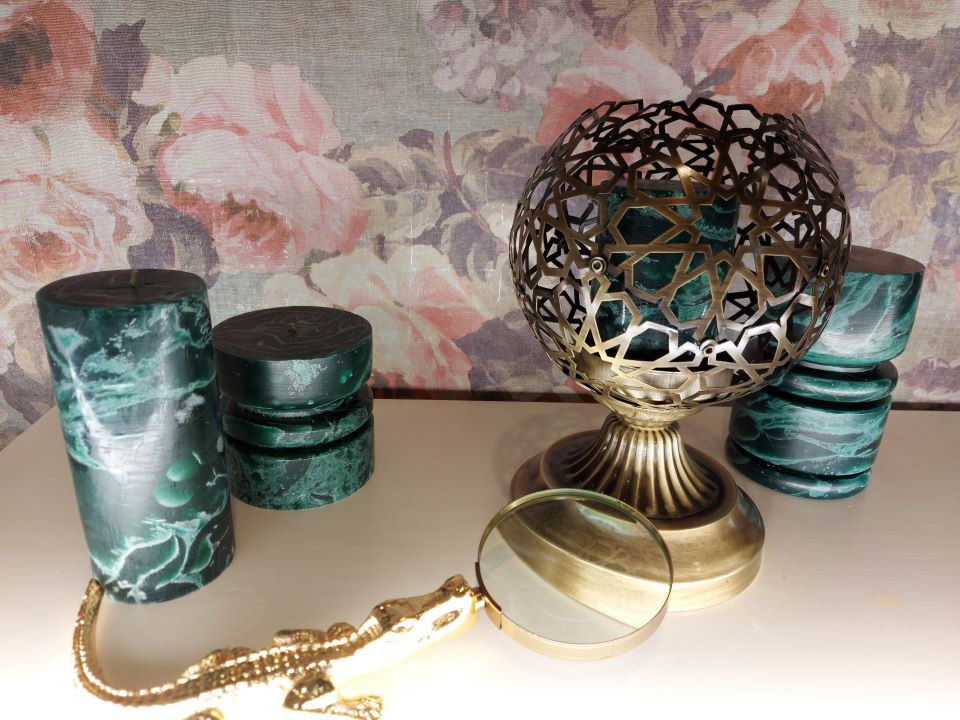 Thumbnail: Sphere AJUR Brass Tumbled Candle Holder
