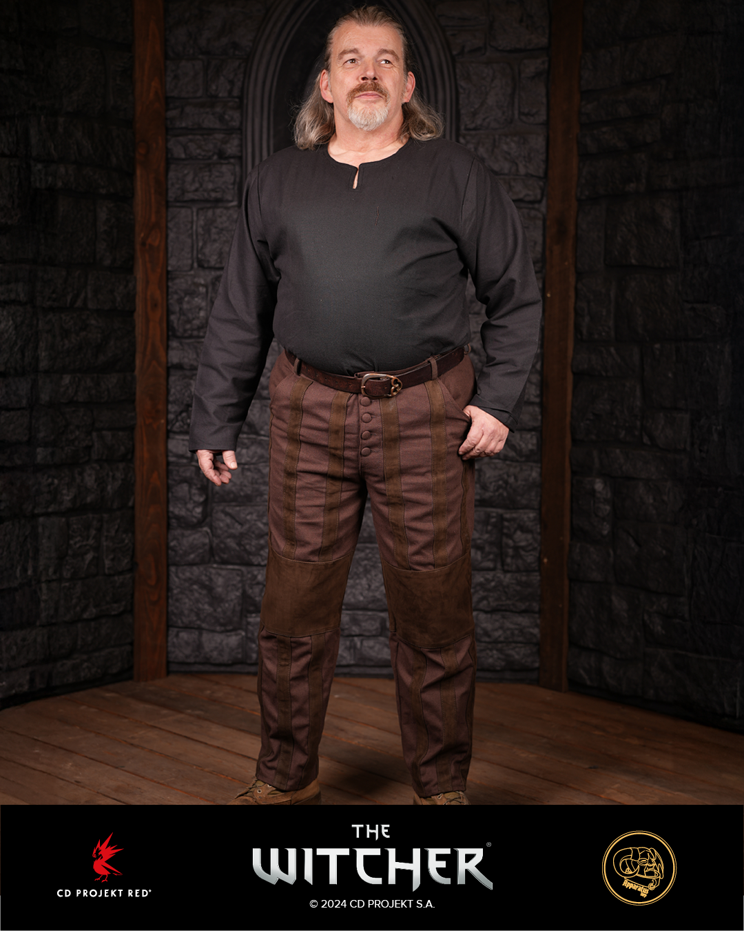 Pantalon GERALT à rayures Cuir - Marron