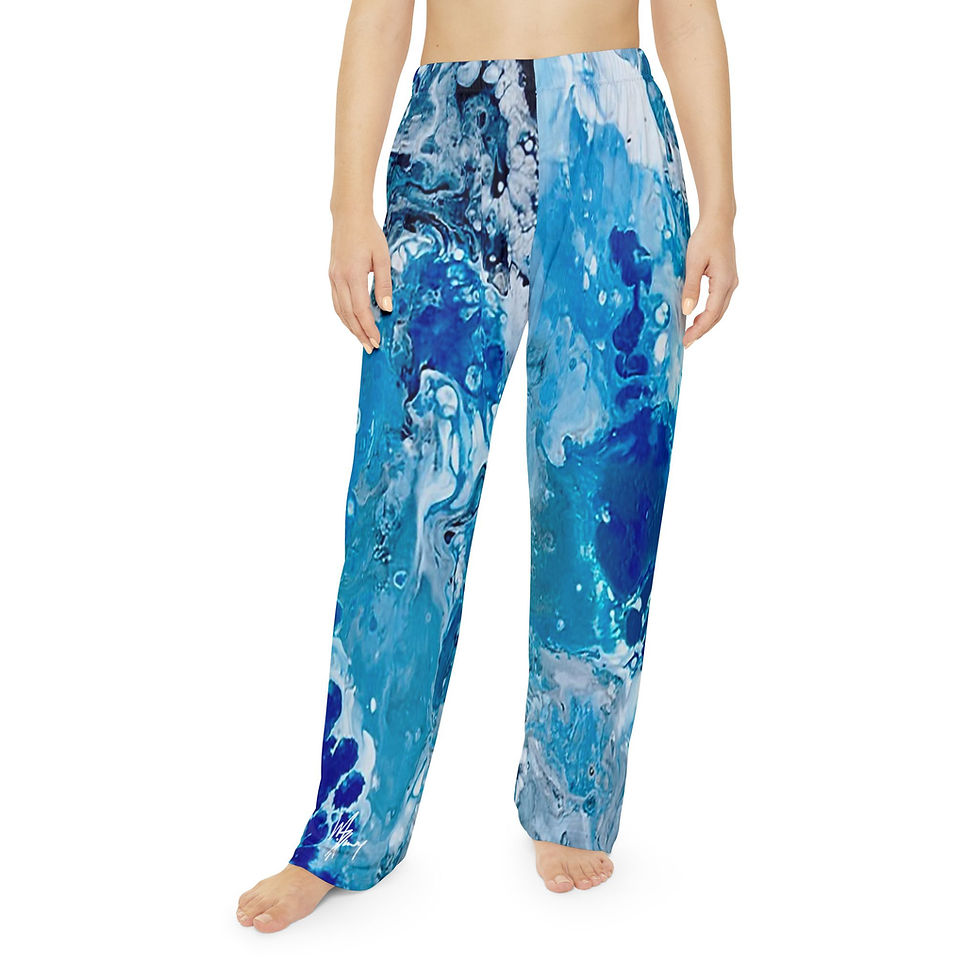 Thumbnail: Women's Abstract Blue Pajama Pants (AOP)