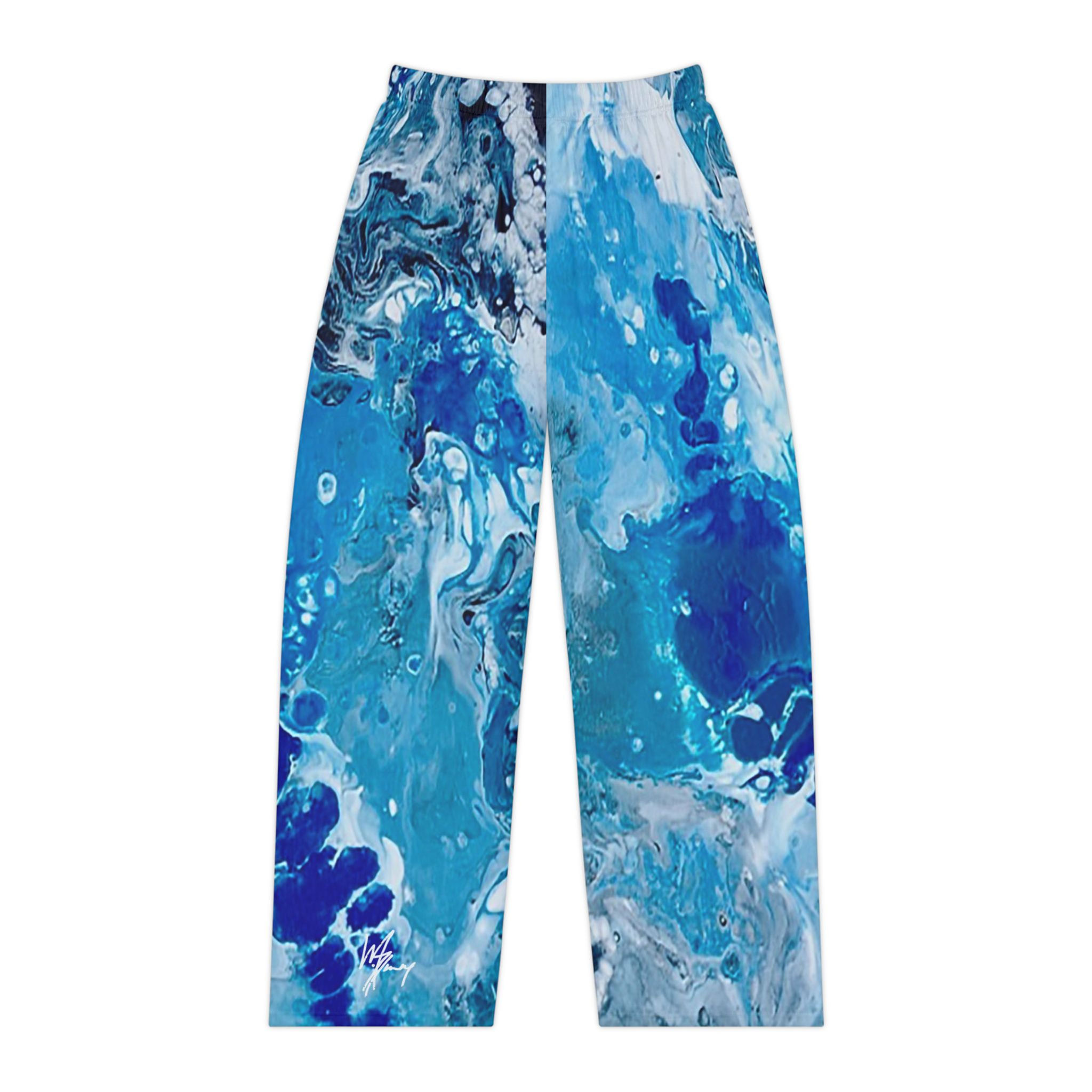 Women's Abstract Blue Pajama Pants (AOP)