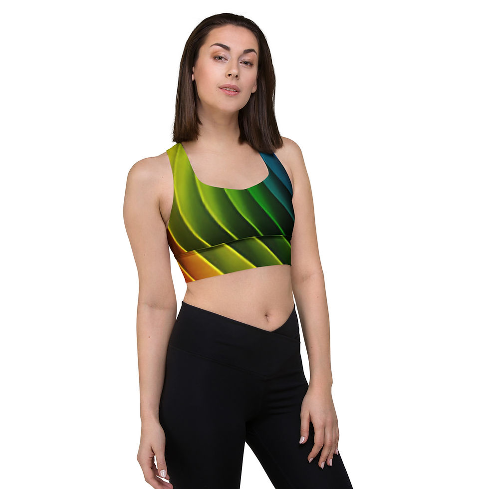 Thumbnail: Rainbow strip Longline sports bra