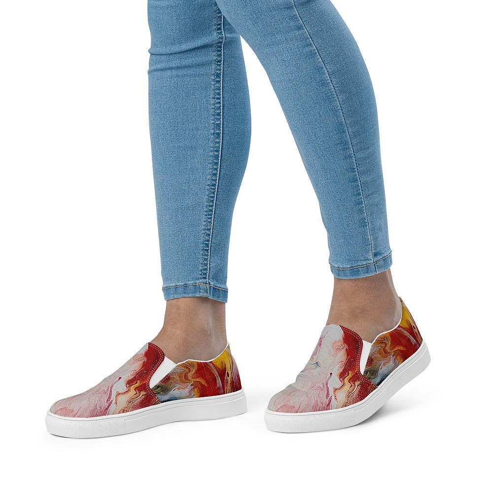 Red Abstract Women’s slip-on canvas shoes