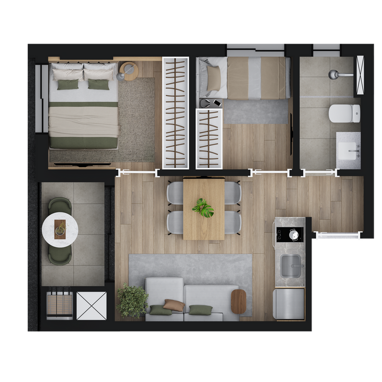 Planta tipo Core Faivre com 33,51m2