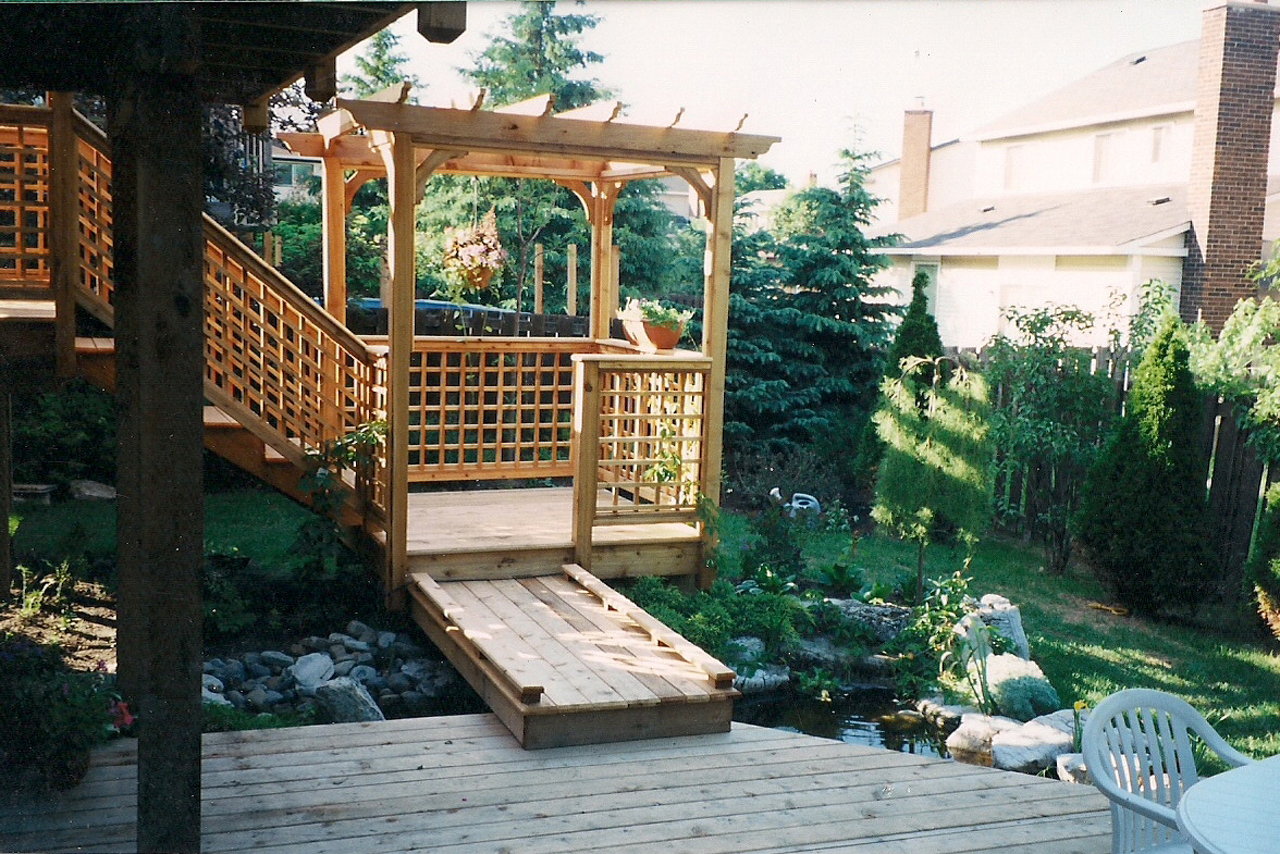 Multi-Level Deck Pond & Bridge