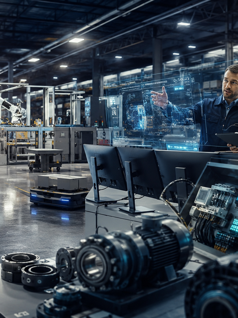 MRO procurement services featuring Industry 4.0 smart factory, predictive maintenance, digital procurement integration, industrial automation components, asset lifecycle management, IoT monitoring, and resilient global supply chains