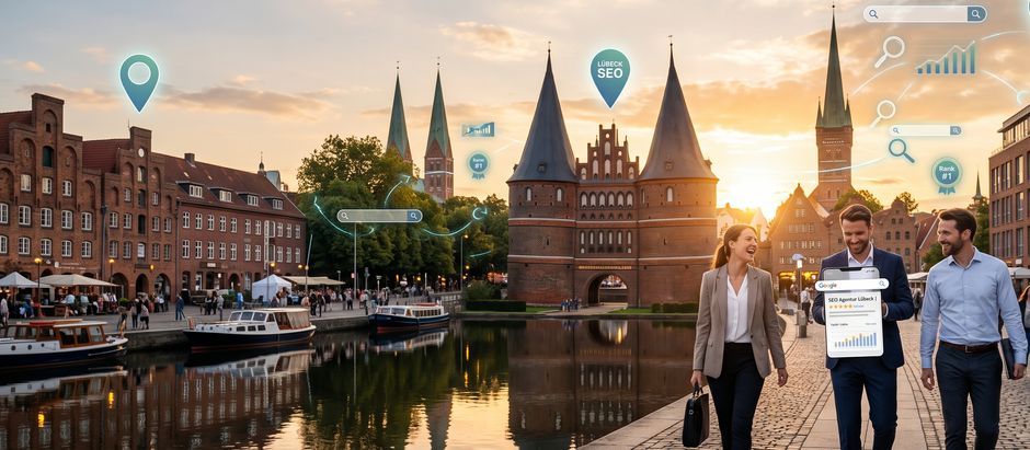 Suchmaschinenoptimierung Lübeck mit Holstentor, regionaler SEO und digitaler Sichtbarkeit für Unternehmen