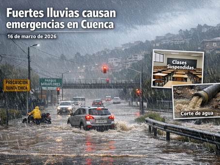 Fuertes lluvias generan emergencias en Cuenca este 16 de marzo