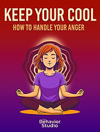 Illustrated book cover titled “Keep Your Cool: How to Handle Your Anger.” A girl with closed eyes sits cross-legged.