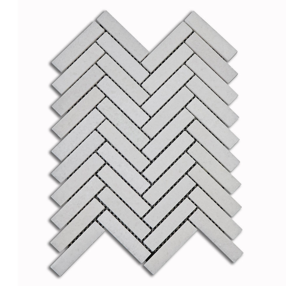 Crystal White Herringbone Mosaic Tiles by Sabine Hill