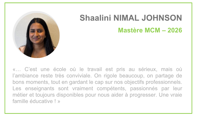 Shaalini NIMAL JOHNSON — MASTERE COMMERCIAL