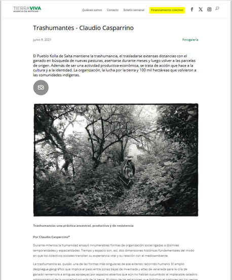 "Trashumantes", Agencia Tierra Viva, junio de 2021.