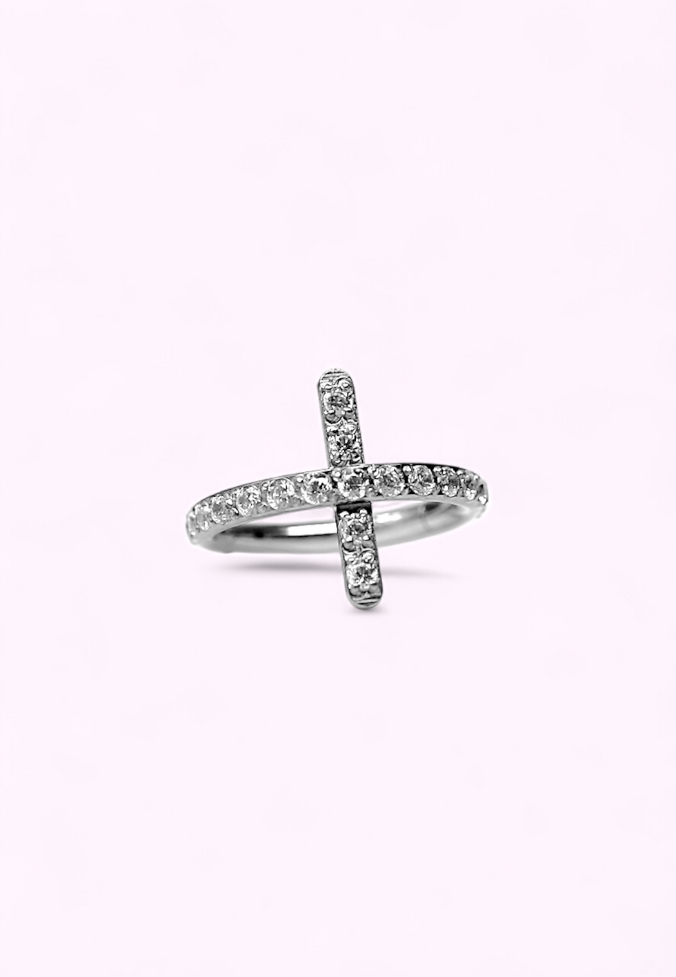Miniaturbild: Titan 1 Segment Ring mit seitlichen Zirconia Steinen Kreuz