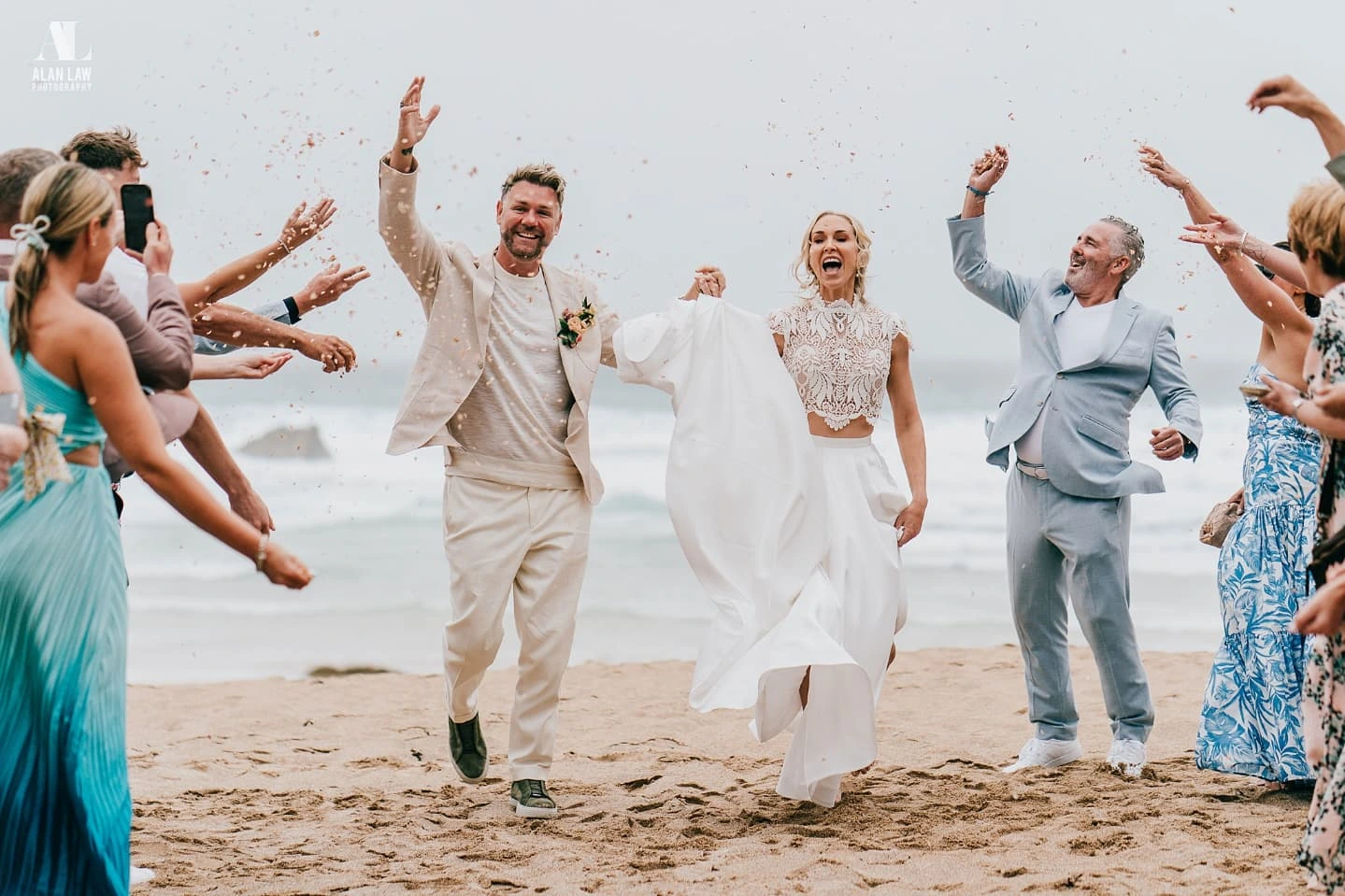Brian & Dani McFadden share a quiet, golden-hour moment on Lusty Glaze beach 
