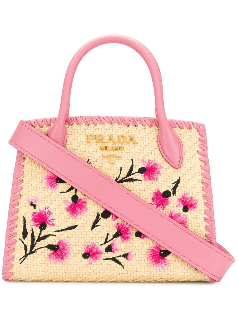 Brand New Prada Paglia Ricamo Small Tote Bag