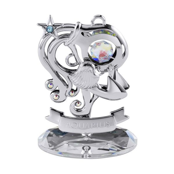 Crystocraft Aquarius Star sign Silver