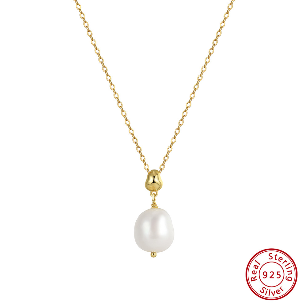 S925 sterling silver pearl necklace with OT buckle