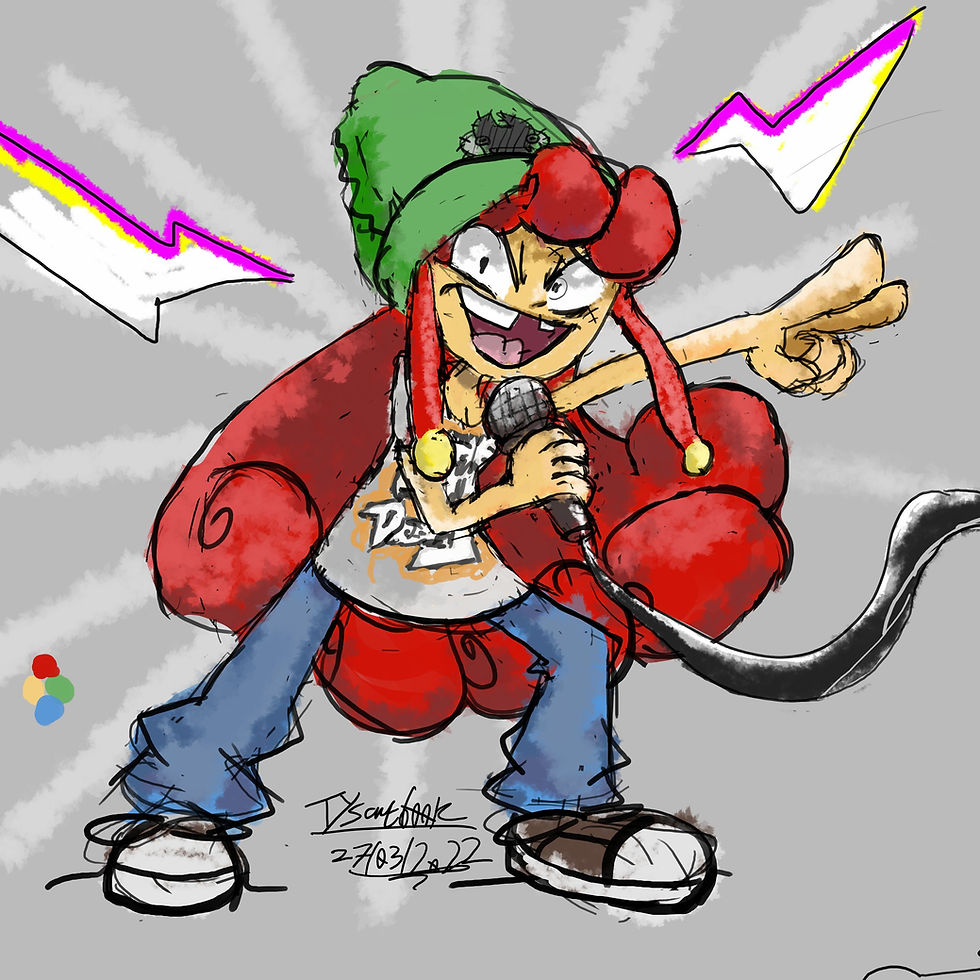 Gangsta Barbara. Her design was inspired by Eminem in clothing and personality. The I feel the oversized shirt and baggy jeans really fit with her personality!
