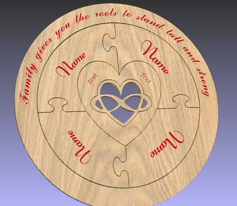 a wooden puzzle that says family gives you the roots to stand tall and strong