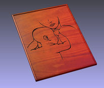 a drawing of a woman holding a baby in her arms