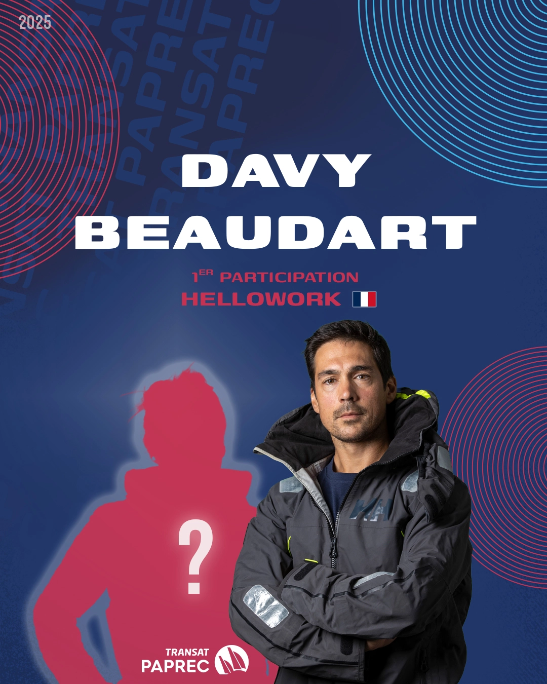 Davy Beaudart&#39;s announcement visual for his participation in the Transat Paprec
