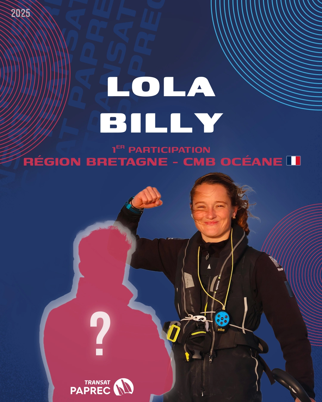 Le visuel d'annonce de participation à la Transat Paprec 2025 de de Lola Billy
