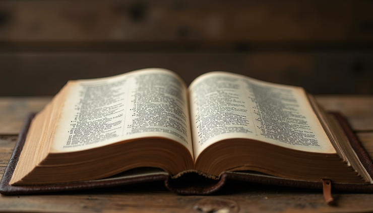 Vue rapprochée d’un ancien livre de psaumes ouvert sur une table en bois