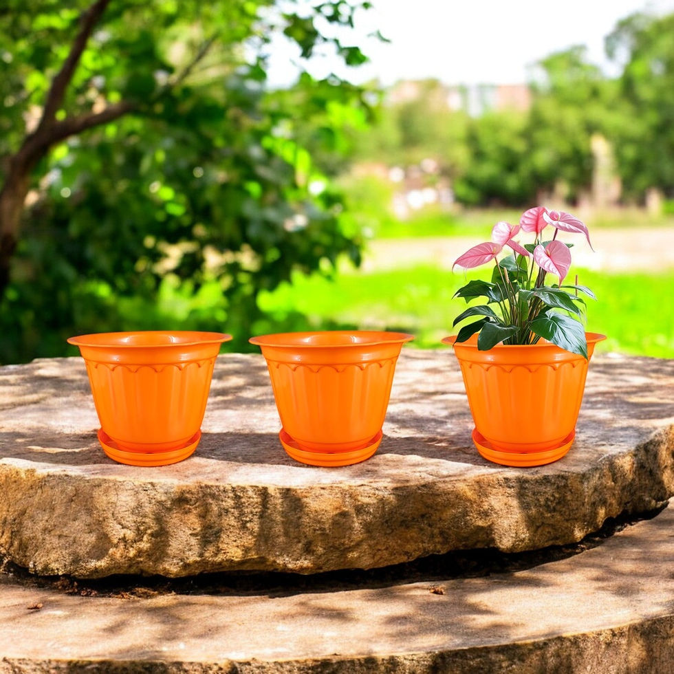 Garden's Need — 12 inch (30 cm) Jasmine Planters with Drip Tray Home & Garden Decor (Set of 3)