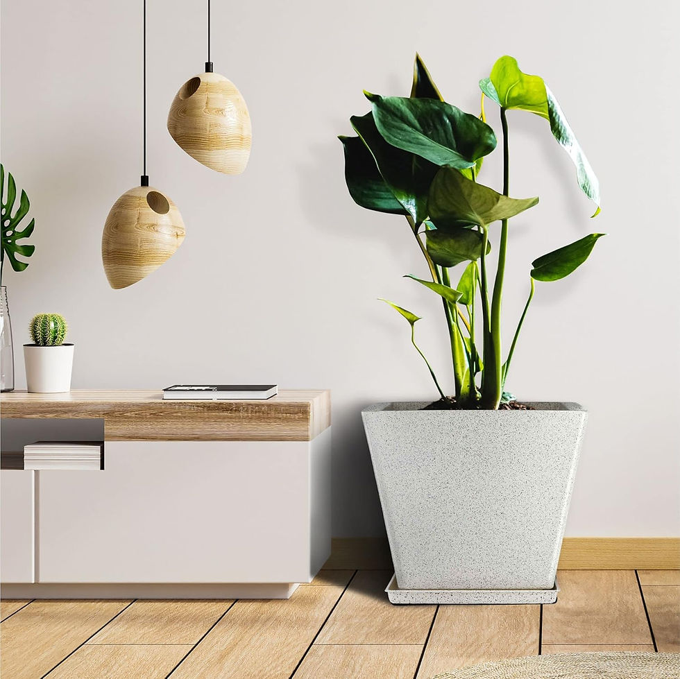 Garden's Need — 14 inch (36 cm) Square Greece Marble Look Flower Pot with Tray