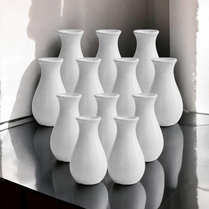 Garden's Need — 6 inch (15 cm) Round White Lucky Plastic Flower Vases Indoor Decor (Set of 12)