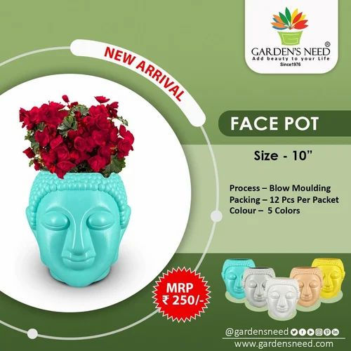 Garden's Need — Face Pot 10 Inch Decorative Flower Pot — 10 Inch Planter