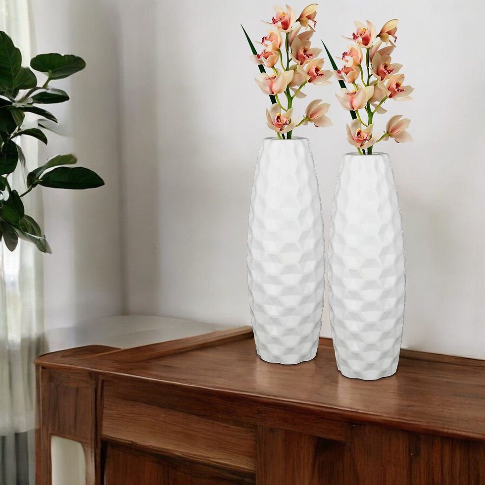 Garden's Need — 11 inch (28 cm) White Flower Vases Decorative Cylindrical Tabletop Holders (Set of 2)