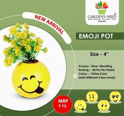 Garden's Need — Plastic Emoji Pot — 4 inch