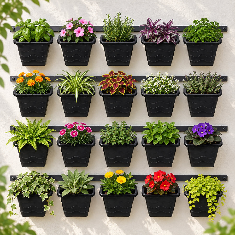 Garden's Need — Vertical Hook Pot 4 Inch Black (Set of 20) – Hanging Wall Planters for Vertical Gardening, Nursery Plant