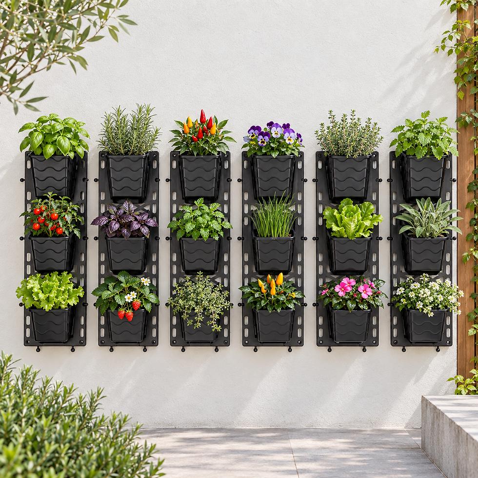 Garden's Need — Vertical Garden Wall Planter Small – 6-Tier Hanging Pot Rack (6×18 Inch) | Self-Draining Black Plastic P